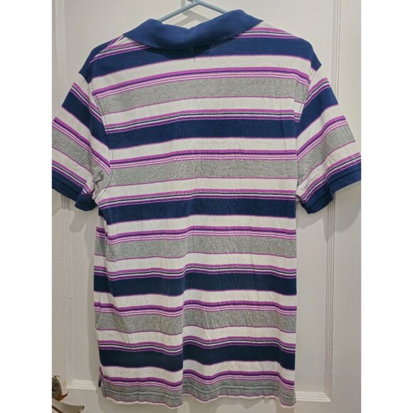 Levis Mens Striped Polo Shirt With Navy Collar Size L - Picture 10 of 15